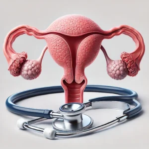 imagem do ovário e estetoscópio