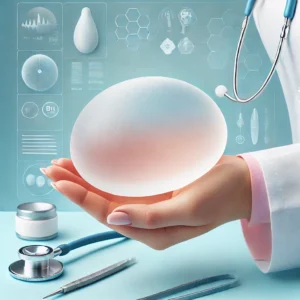 Imagem de médica segurando prótese de silicone